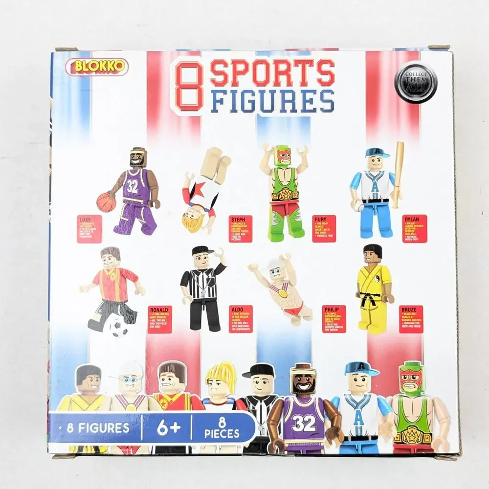 Blokko 8 Sports Figures Minifigures Complete Set 2018 New in Box Sealed
